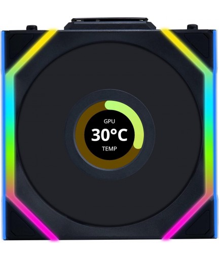 Lian Li UNI Fan SL-LCD Wireless 120 - Performance-Oriented ARGB Fan w/ 1.6 inch LCD Display, WITHOUT Wireless Connector, Daisy-Chain Design, Customizable Lighting Effects, 400x400 Res.-Black (12SLLCD1W1B)