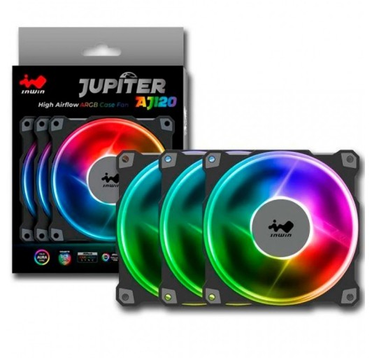 In Win Jupiter AJ120 High Air Flow Addressable RGB Fan Kit 120mm (Triple Pack)