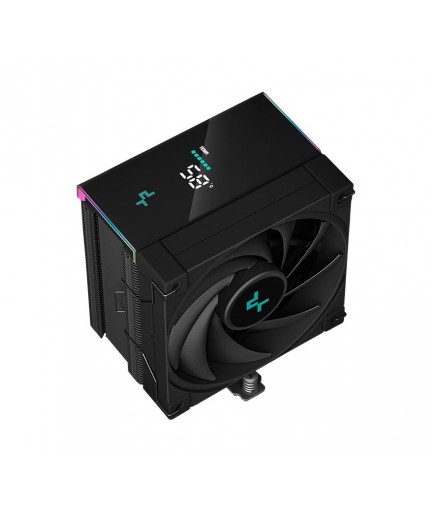 DeepCool AK500S DIGITAL Air Cooler, Single Tower, Real-Time CPU Status Screen, 5 Offset Copper Heat Pipes, All Black Design