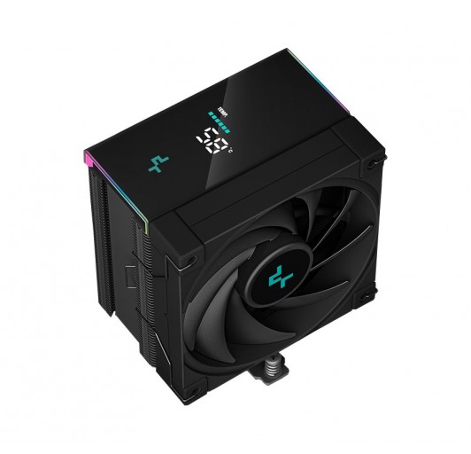 DeepCool AK500S DIGITAL Air Cooler, Single Tower, Real-Time CPU Status Screen, 5 Offset Copper Heat Pipes, All Black Design