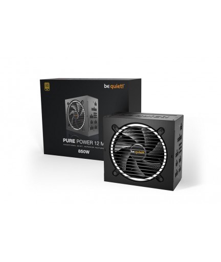 Be quiet! Pure Power 12 M 850W ATX 3.1, 80 Plus Gold Modular for PCIe 5.0 GPUs and GPUs with 6+2 pin connectors 12VHPWR Cable Included, Silent 120mm be quiet! Fan - BN505