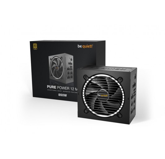 Be quiet! Pure Power 12 M 850W ATX 3.1, 80 Plus Gold Modular for PCIe 5.0 GPUs and GPUs with 6+2 pin connectors 12VHPWR Cable Included, Silent 120mm be quiet! Fan - BN505