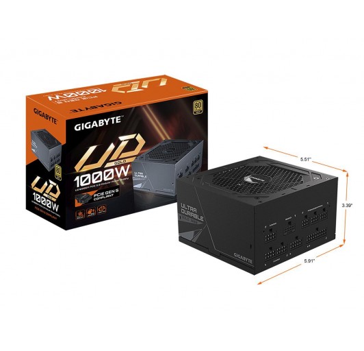 GIGABYTE GP-UD1000GM PG5 1000W 12V v2.31 80 PLUS GOLD Active PFC Power Supply PCIe 5.0 Support 12+4Pins