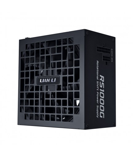 Lian Li RS 1000W Rotational Shift Fully Modular ATX Power Supply (W/USB Fan Hub) 90° AC Inlet, Cybenetics Platinum, 80+ Gold, ATX 3.1, PCIe 5.1, 12V-2x6 Cable, Black (RS1000G.BH)