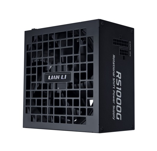 Lian Li RS 1000W Rotational Shift Fully Modular ATX Power Supply (W/USB Fan Hub) 90° AC Inlet, Cybenetics Platinum, 80+ Gold, ATX 3.1, PCIe 5.1, 12V-2x6 Cable, Black (RS1000G.BH)