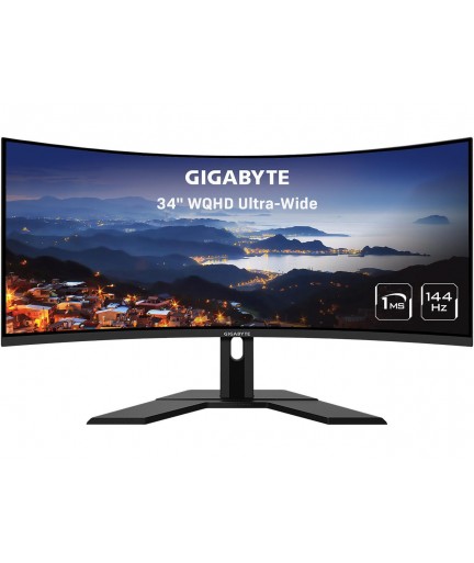 GIGABYTE 34" G34WQC A-SA 144Hz 2K Curved Gaming 1ms FreeSync Premium/ UWQHD 3440x1440/ VA 1500R Display/  2x DP 1.4, 2xHDMI 2.0 