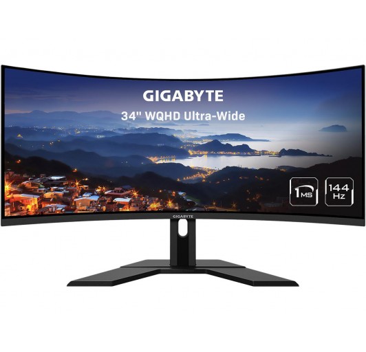 GIGABYTE 34" G34WQC A-SA 144Hz 2K Curved Gaming 1ms FreeSync Premium/ UWQHD 3440x1440/ VA 1500R Display/  2x DP 1.4, 2xHDMI 2.0 