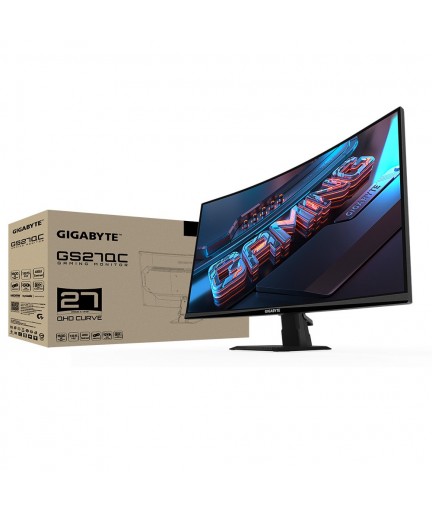 GIGABYTE GS27QC 27" 165Hz 1440P Curved Gaming Monitor, 2560 x 1440 VA 1500R Display, 1ms (MPRT) Response Time, HDR Ready, FreeSync Premium, 1x Display Port 1.4, 2X HDMI 2.0, Black