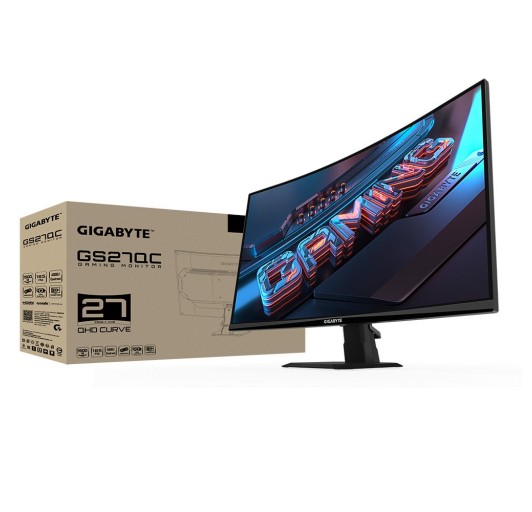 GIGABYTE GS27QC 27" 165Hz 1440P Curved Gaming Monitor, 2560 x 1440 VA 1500R Display, 1ms (MPRT) Response Time, HDR Ready, FreeSync Premium, 1x Display Port 1.4, 2X HDMI 2.0, Black