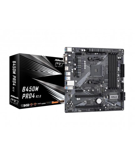 ASROCK B450M PRO4 R2.0 AM4 B450/ DDR4/ 4x CrssFX/ SATA3&USB3.1/ M2 MATX