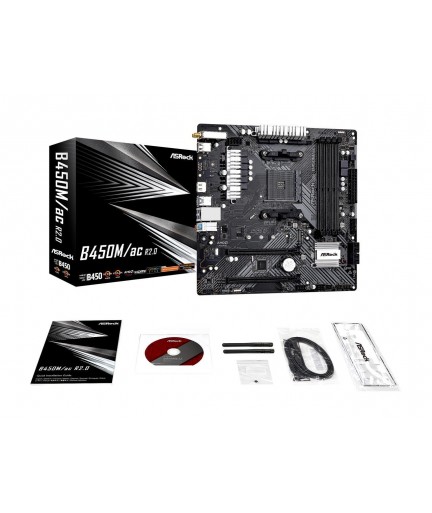 ASROCK B450M AC R2.0 Quad CrossFireX SATA3 & USB3.2 M.2 A&GbE MATX