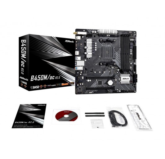 ASROCK B450M AC R2.0 Quad CrossFireX SATA3 & USB3.2 M.2 A&GbE MATX