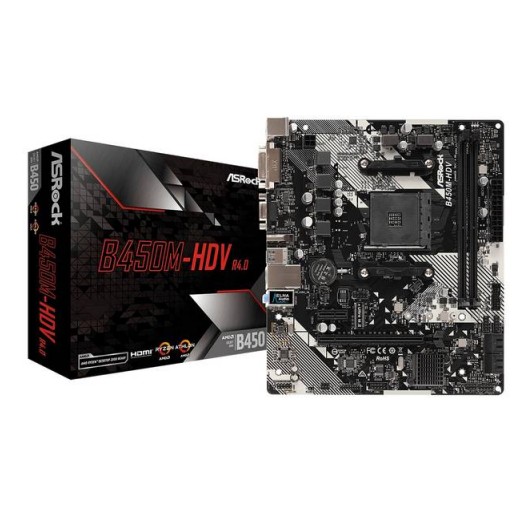 ASRock B450M-HDV R4.0 AM4/ AMD Promontory B450/ DDR4/ SATA3&USB3.1/ M2 MATX