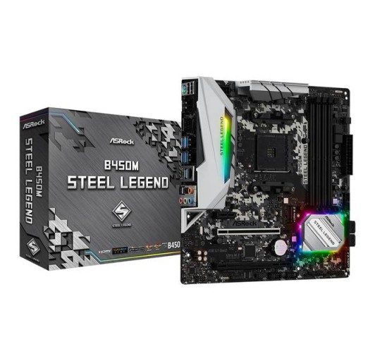 ASRock B450M STEEL LEGEND  B450 DDR4/ 4xCrssFX/ SATA3&USB3.1/ M2/ MATX ver.actualizada 