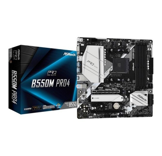 ASROCK B550M PRO4  AM4/ B550/ DDR4/ Quad CrossFireX/ SATA3&USB3.2/ M.2/ MATX