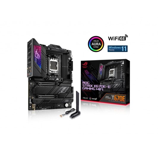 ASUS ROG STRIX X670E-E GAMING WIFI 6E AM5 /PCIe 5.0/ DDR5/  4x m.2 slots with heatsinks, USB 3.2 Gen 2x2, WiFi 6E, AI Cooling II,PCIe Slot Q-Release, M.2 Q-Latch