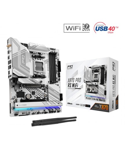 ASRock X870 PRO RS WIFI  AM5/ AMD X870/ DDR5/ SATA3/ USB 4/ M.2/ ATX