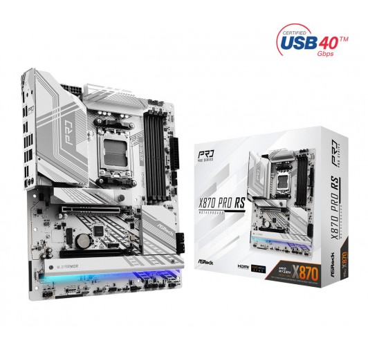ASRock X870 PRO RS Socket AM5/ AMD X870/ DDR5/ SATA3/ USB 4/ M.2/ ATX 