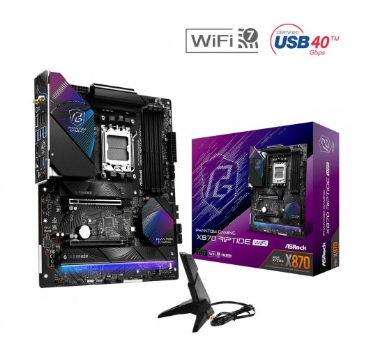 ASRock X870 RIPTIDE WIFI  AM5/ AMD X870/ DDR5/ SATA3/ USB 4/ M.2/ ATX ASRock X870 RIPTIDE WIFI  AM5/ AMD X870/ DDR5/ SATA3/ USB 4/ M.2/ ATX