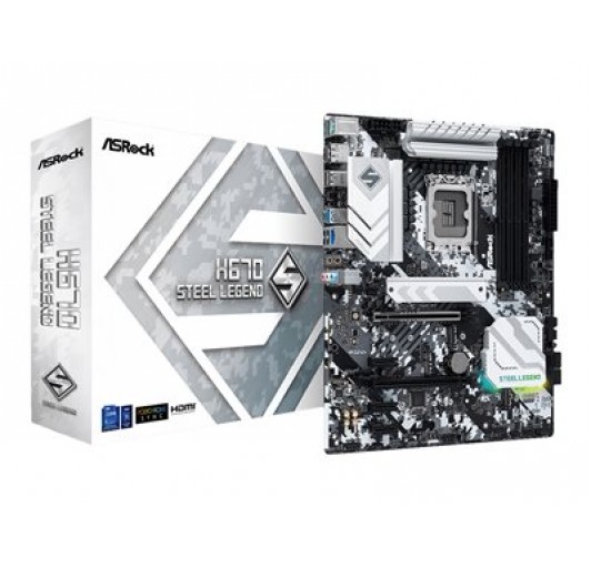 ASRock H670 Steel Legend  LGA1700  H670/ USB-C Gen2, USB 3.2 Gen 1, USB 3.2 Gen 2, USB-C Gen 2x2/2.5 GLAN ATX