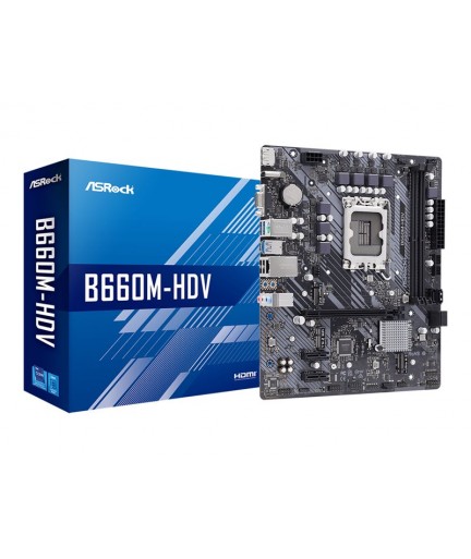 ASRock B660M-HDV LGA1700 B660/ USB-C Gen1, USB 3.2 Gen1/ GLAN/ onboard graphics (CPU required) - HD Audio (8-channel) mATX