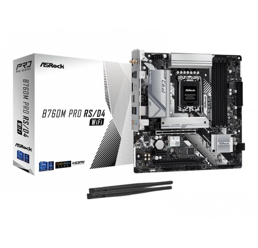 ASRock B760M Pro RS/D4 WiFi  LGA1700/ B760/ USB, USB-C 3.2 / 2.5 GLAN/ Blth/ Wi-Fi -  mATX  