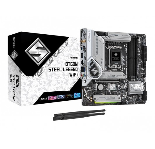 ASRock B760M Steel Legend WiFi   LGA1700 B760 / USB 3.2, USB 3.2 Gen 2, USB-C /2.5 GLAN,/ Blt/  Wi-Fi mATX