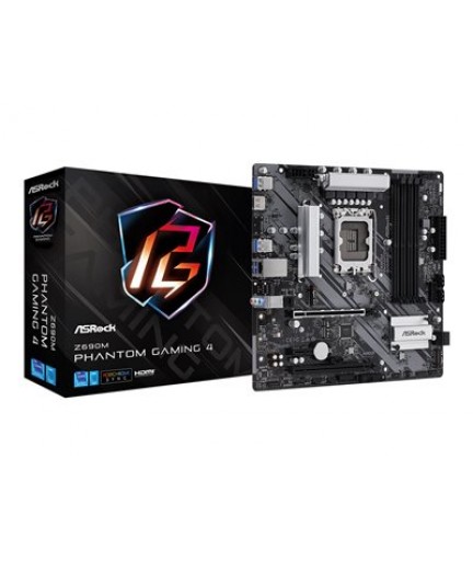 ASRock Z690M Phantom Gaming 4 LGA1700 Z690 /USB 3.2 Gen 1, USB 3.2 Gen 2/GLAN/ onboard graphics (CPU required) - HD Audio (8-channel) mATX 