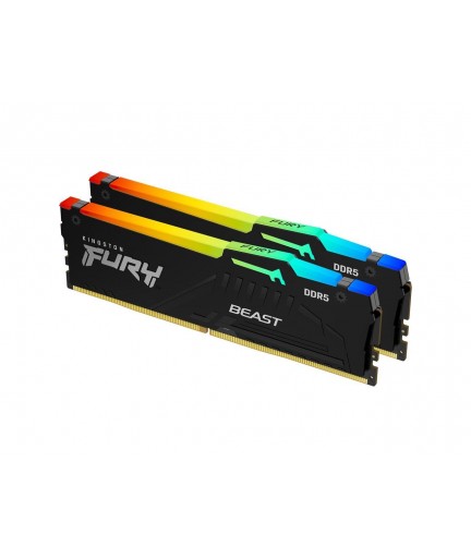 Kingston FURY Beast RGB - DDR5 64GB: 2x 32 GB - DIMM 288-pin - 6000 MHz / PC5-48000 - CL36 - 1.35 V - unbuffered - on-die ECC - black