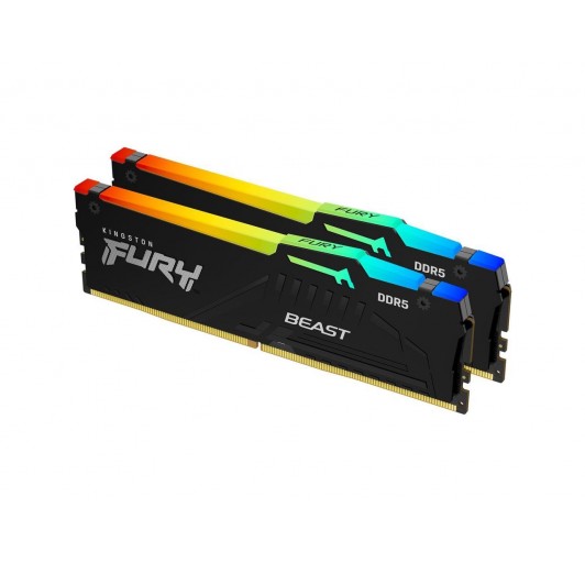 Kingston FURY Beast RGB - DDR5 64GB: 2x 32 GB - DIMM 288-pin - 6000 MHz / PC5-48000 - CL36 - 1.35 V - unbuffered - on-die ECC - black