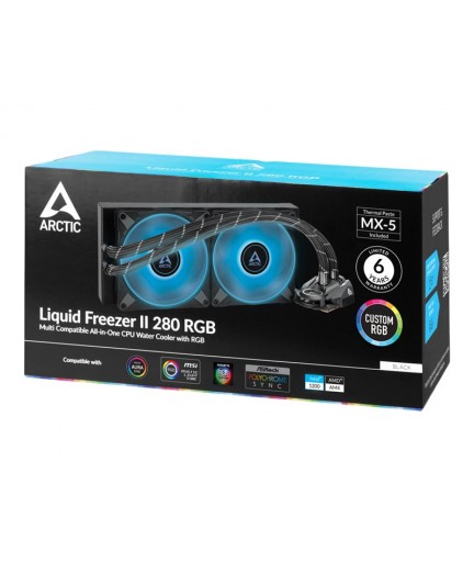 ARCTIC Liquid Freezer II 280 RGB liquid cooling system  280 mm for: LGA1156, LGA1155, LGA1150, LGA1151, LGA2011-3 (Square ILM), AM4, LGA2066 (Square ILM) Socket, LGA1200, LGA1700, AM5) - 140 mm