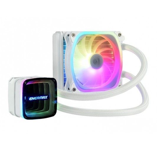 Enermax Aquafusion ADV series ELC-AQFA120-SQA-W  120mm cpu liquid cooler - (for: LGA1366, AM3+, LGA2011, FM1, FM2+, LGA2011-3, AM4, LGA2066, LGA1200, LGA1700, AM5, LGA115x Socket) - copper cold plate - 120 mm - white