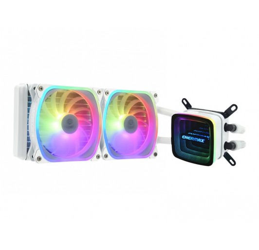 Enermax Aquafusion ADV series ELC-AQFA240-SQA-W - 240mm cpu liquid cooler - (for: LGA1366, AM3+, LGA2011, FM1, FM2+, LGA2011-3, AM4, LGA2066, LGA1200, LGA1700, AM5, LGA115x Socket) - copper cold plate - 120 mm - white