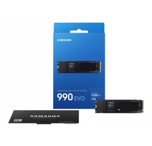 Samsung 990 EVO 1TB  SSD - M.2 2280/ PCIe 5.0 x2 (NVMe)/ 256-bit AES - TCG Opal Encryption 2.0 (MZ-V9E1T0B)