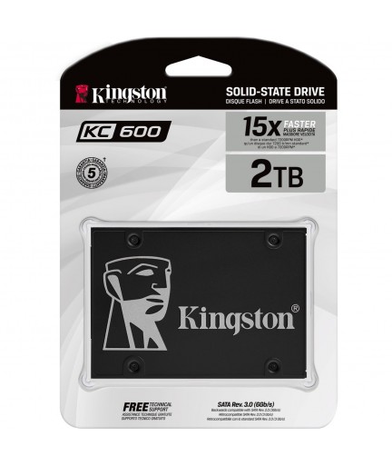 Kingston KC600 2 TB Solid State Drive - 2.5" Internal - SATA (SATA/600) - 3.5" Carrier (SKC600/2048G)