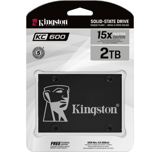 Kingston KC600 2 TB Solid State Drive - 2.5" Internal - SATA (SATA/600) - 3.5" Carrier (SKC600/2048G)