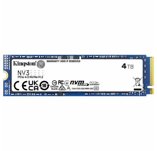 Kingston NV3 4 TB Solid State Drive - M.2 2280 Internal - PCI-E NVMe (PCI Express NVMe 4.0 x4)