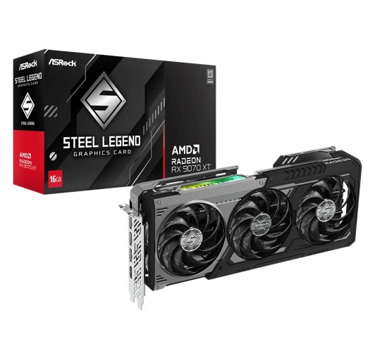 ASROCK AMD Radeon RX 9070 XT Steel Legend Dark 16GB GDDR6 256-bit PCI Express 5.0 x16 Graphics Card, RX9070XT SLD 16G ASROCK AMD Radeon RX 9070 XT Steel Legend Dark 16GB GDDR6 256-bit PCI Express 5.0 x16 Graphics Card, RX9070XT SLD 16G