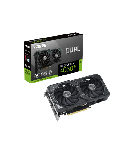 ASUS Dual RTX 4060 Ti OC Ed 8GB GDDR6 PCIe 4.0/ 8GB GDDR6/ DLSS 3/ HDMI 2.1/ DP 1.4a/ Axial-tech fan design/ 0dB technology DUAL-RTX4060TI-O8G