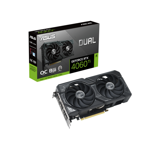 ASUS Dual RTX 4060 Ti OC Ed 8GB GDDR6 PCIe 4.0/ 8GB GDDR6/ DLSS 3/ HDMI 2.1/ DP 1.4a/ Axial-tech fan design/ 0dB technology DUAL-RTX4060TI-O8G