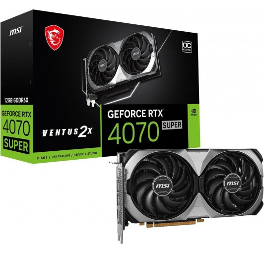 MSI GeForce RTX 4070 SUPER 12G VENTUS 2X OC  RTX 4070 Super - 12 GB GDDR6X - PCIe 4.0 - HDMI, 3 x DisplayPort