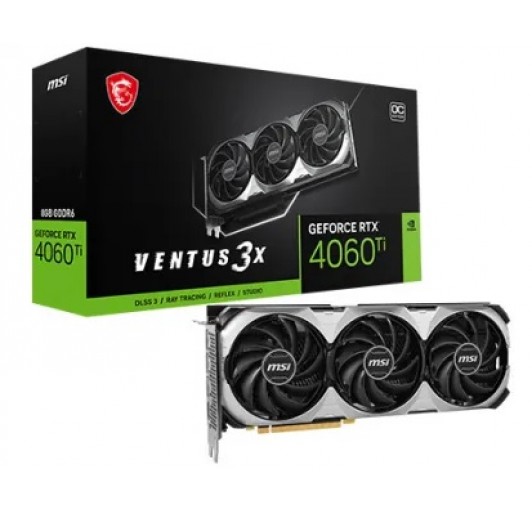 MSI RTX 4060 TI VENTUS 3X 8GB OC  DisplayPort x3 (v1.4a) HDMI x1(2.1a)