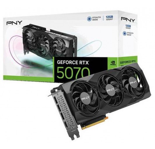 PNY  NVIDIA GeForce RTX 5070 Triple Fan - 12 GB GDDR7 - PCIe 5.0 x16 - 250 W (VCG507012TFXPB1)