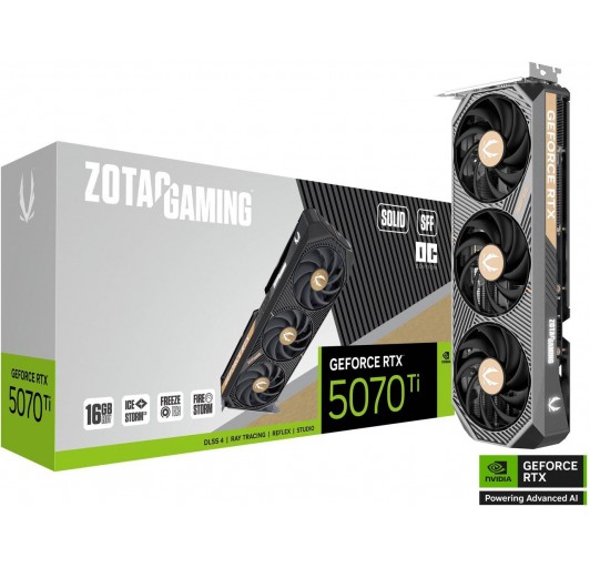 ZOTAC  GeForce RTX 5070 Ti 16GB 256-Bit GDDR7SOLID SFF OC DLSS 4.0 PIC-E  5.0 (ZT-B50710J3-10P)