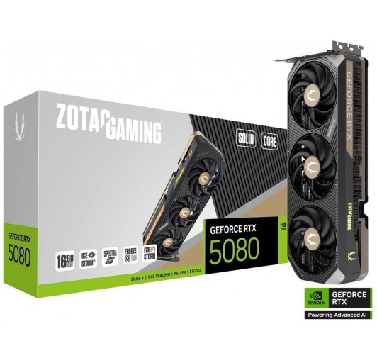 ZOTAC SOLID CORE GeForce RTX 5080 16GB 256-Bit GDDR7 PCI-Express 4.0 DLSS 4.0 Graphics Card ZT-B50800D2-10P