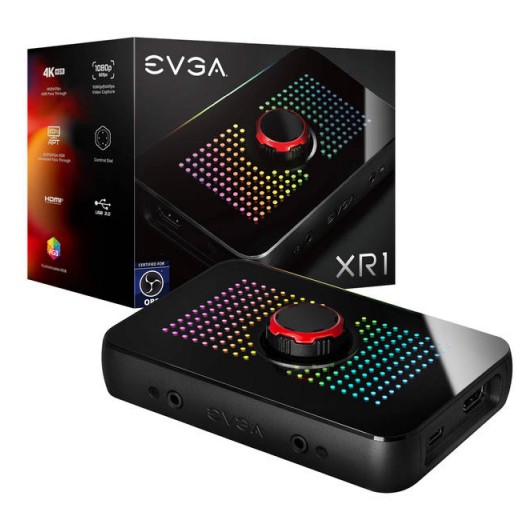 EVGA XR1 Capture Device, Certified for OBS, USB 3.0,  ARGB, Audio Mixer PC, PS5, PS4, Xbox Series X y S, Xbox One, Nintendo Switch